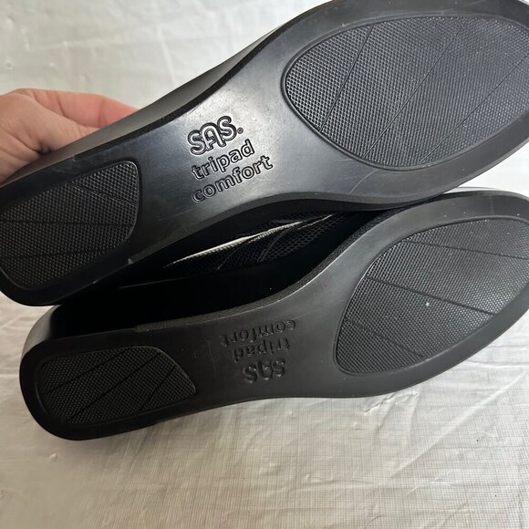 SAS Dream 10.5 Wide Black Snake Skin Pattern Slip On Loafers Comfort Shiny USA - Picture 5 of 7